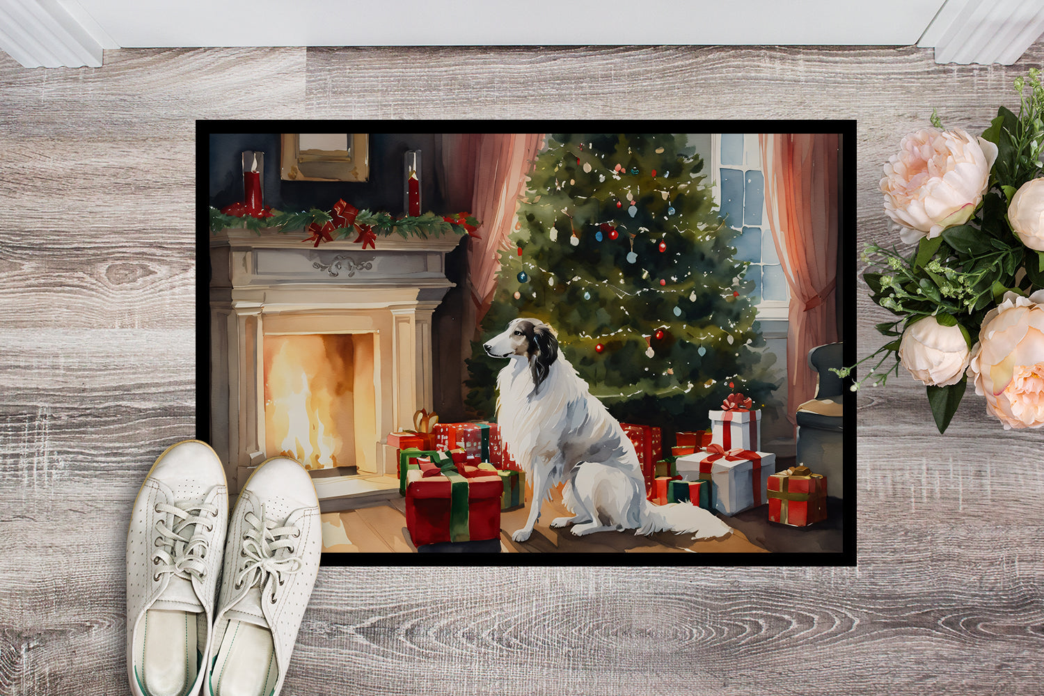 Borzoi Cozy Christmas Doormat Indoor Outdoor 24H X 36W Front Door Mat Rugs for Entryway, Non Slip Washable Low Pile,