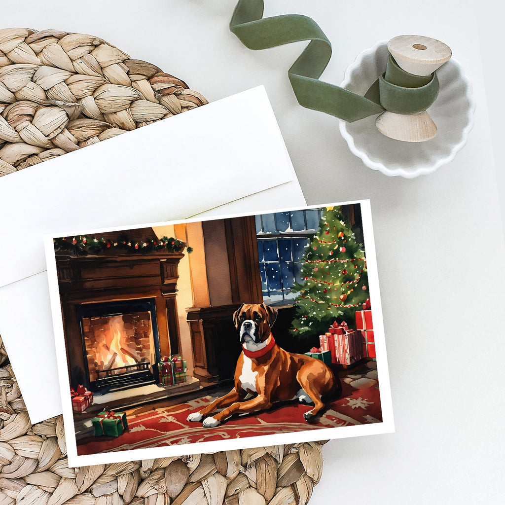 Boxer Cozy Christmas Greeting Cards Pack of 8 Blank Cards with Envelopes Whimsical A7 Size 5x7