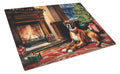 Boxer Cozy Christmas Cutting Board Tempered Glass Kitchen Cutting Surface, Heat Resistant Chopping, Non-Slip Feet, Food Prep & Serving