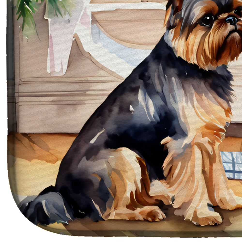 Brussels Griffon Cozy Christmas Dish Drying Mat Absorbent Dish Drying Mat Pad for Kitchen Counter Dish Drainer Mat for Countertop, 14 x 21", Multicolor