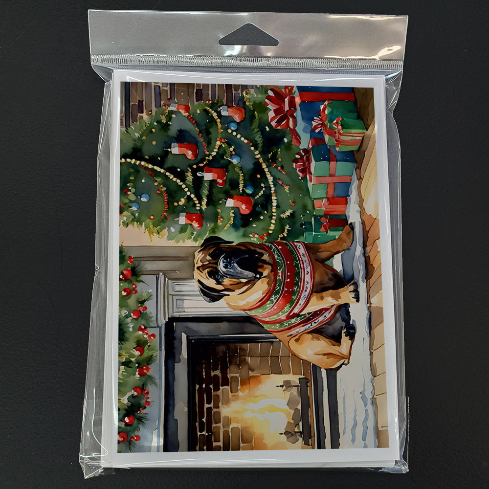 Bullmastiff Cozy Christmas Greeting Cards Pack of 8 Blank Cards with Envelopes Whimsical A7 Size 5x7