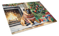 Bullmastiff Cozy Christmas Cutting Board Tempered Glass Kitchen Cutting Surface, Heat Resistant Chopping, Non-Slip Feet, Food Prep & Serving