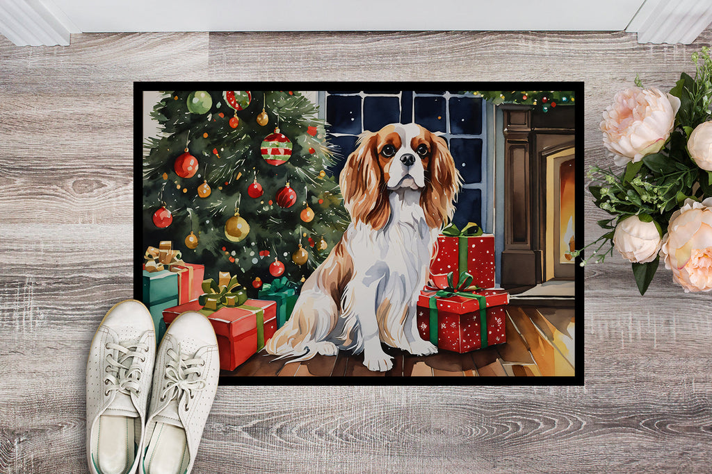 Cavalier Spaniel Cozy Christmas Doormat Indoor Outdoor 24H X 36W Front Door Mat Rugs for Entryway, Non Slip Washable Low Pile,