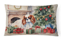 Cavalier Spaniel Cozy Christmas Decorative Throw Pillow 12x16 Indoor Outdoor Accent Cushion, Fabric Cover with Insert for Sofa, Bed, Porch & Living Room