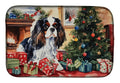 Cavalier Spaniel Cozy Christmas Dish Drying Mat Absorbent Dish Drying Mat Pad for Kitchen Counter Dish Drainer Mat for Countertop, 14 x 21", Multicolor