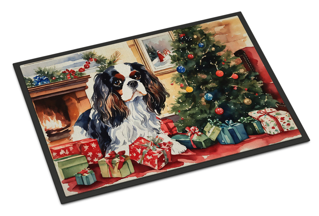 Cavalier Spaniel Cozy Christmas Doormat Indoor Outdoor 18H X 27W Front Door Mat Rugs for Entryway, Non Slip Washable