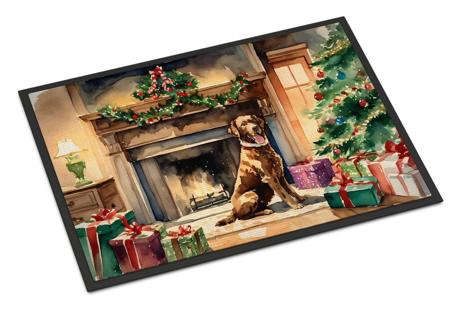 Chesapeake Bay Retriever Cozy Christmas Doormat Indoor Outdoor 18H X 27W Front Door Mat Rugs for Entryway, Non Slip Washable