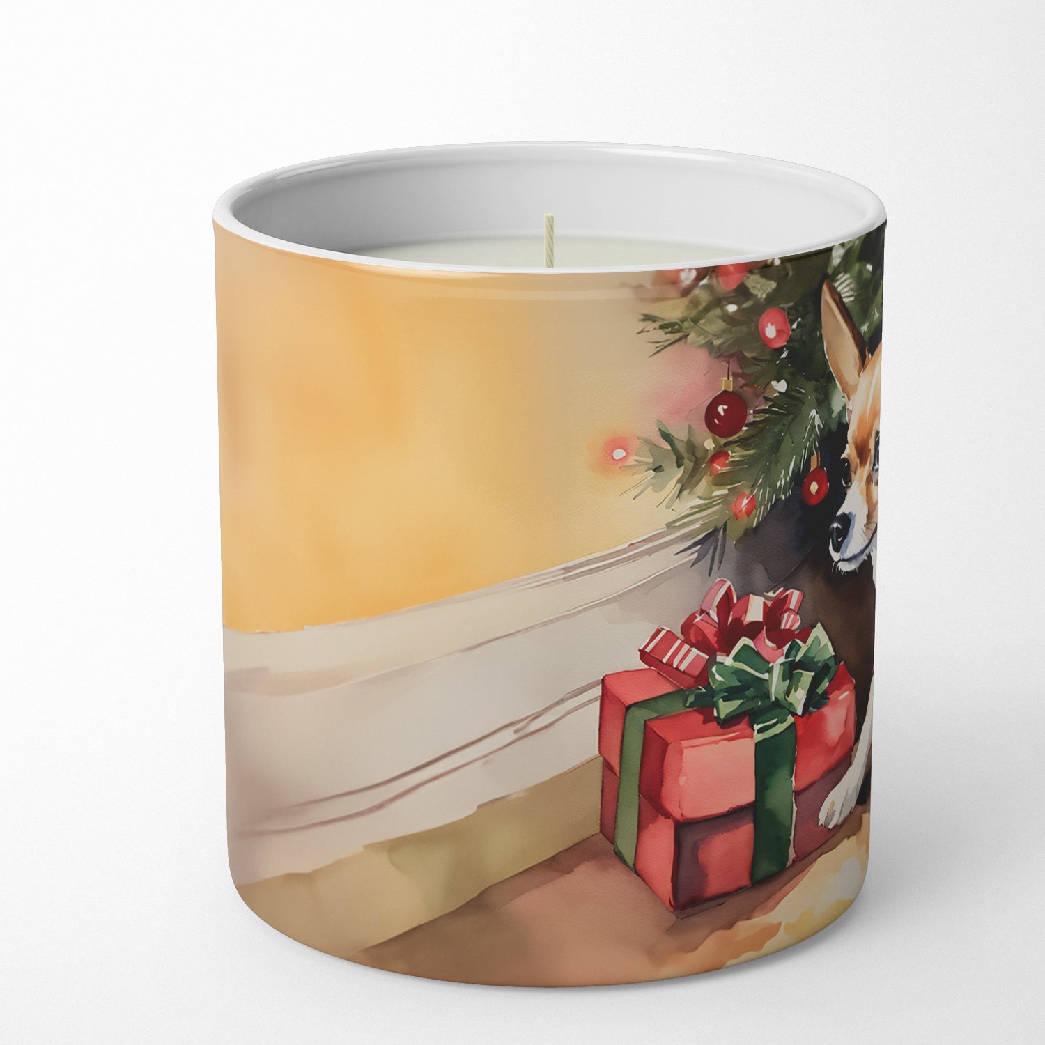 Chihuahua Cozy Christmas Decorative Soy Candle Nature Soy Wax Essential Oil Home Decor Ideal for Bedroom Kitchen Bath Office Gift, 10 oz