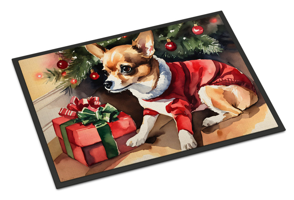 Chihuahua Cozy Christmas Doormat Indoor Outdoor 24H X 36W Front Door Mat Rugs for Entryway, Non Slip Washable Low Pile,