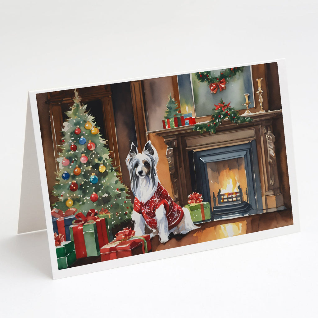 Chinese Crested Cozy Christmas Greeting Cards Pack of 8 Blank Cards with Envelopes Whimsical A7 Size 5x7