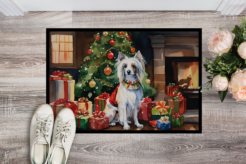 Chinese Crested Cozy Christmas Doormat Indoor Outdoor 24H X 36W Front Door Mat Rugs for Entryway, Non Slip Washable Low Pile,