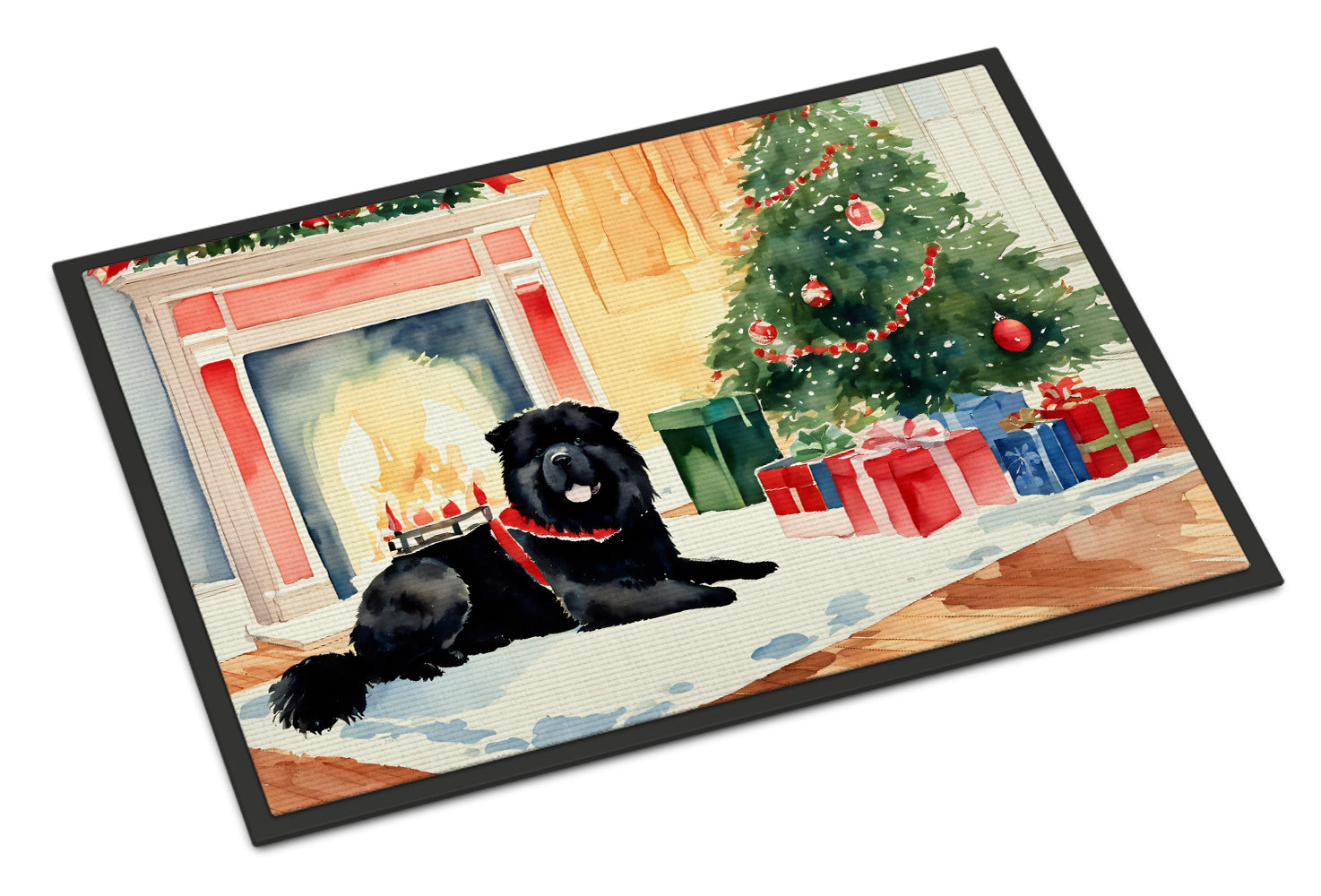 Chow Chow Cozy Christmas Doormat Indoor Outdoor 18H X 27W Front Door Mat Rugs for Entryway, Non Slip Washable