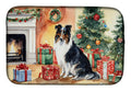 Collie Cozy Christmas Dish Drying Mat Absorbent Dish Drying Mat Pad for Kitchen Counter Dish Drainer Mat for Countertop, 14 x 21", Multicolor