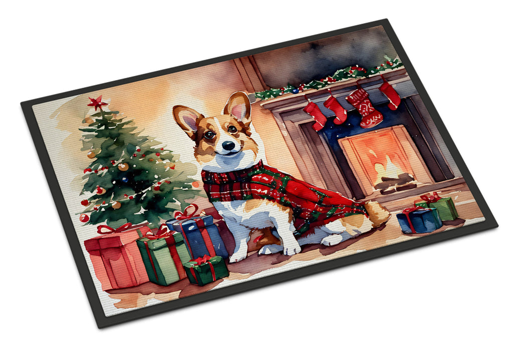 Corgi Cozy Christmas Doormat Indoor Outdoor 24H X 36W Front Door Mat Rugs for Entryway, Non Slip Washable Low Pile,
