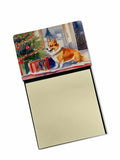 Corgi Cozy Christmas Watercolor Sticky Note Holder Refillable Dispenser Desk Accessory 3x3 Pad Gift