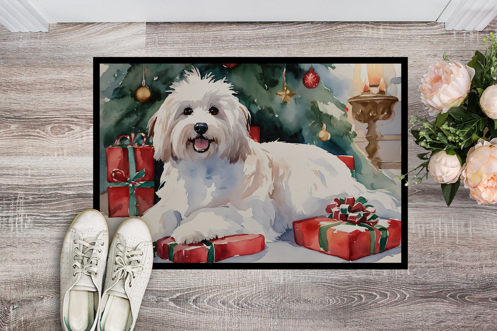 Coton De Tulear Cozy Christmas Doormat Indoor Outdoor 18H X 27W Front Door Mat Rugs for Entryway, Non Slip Washable