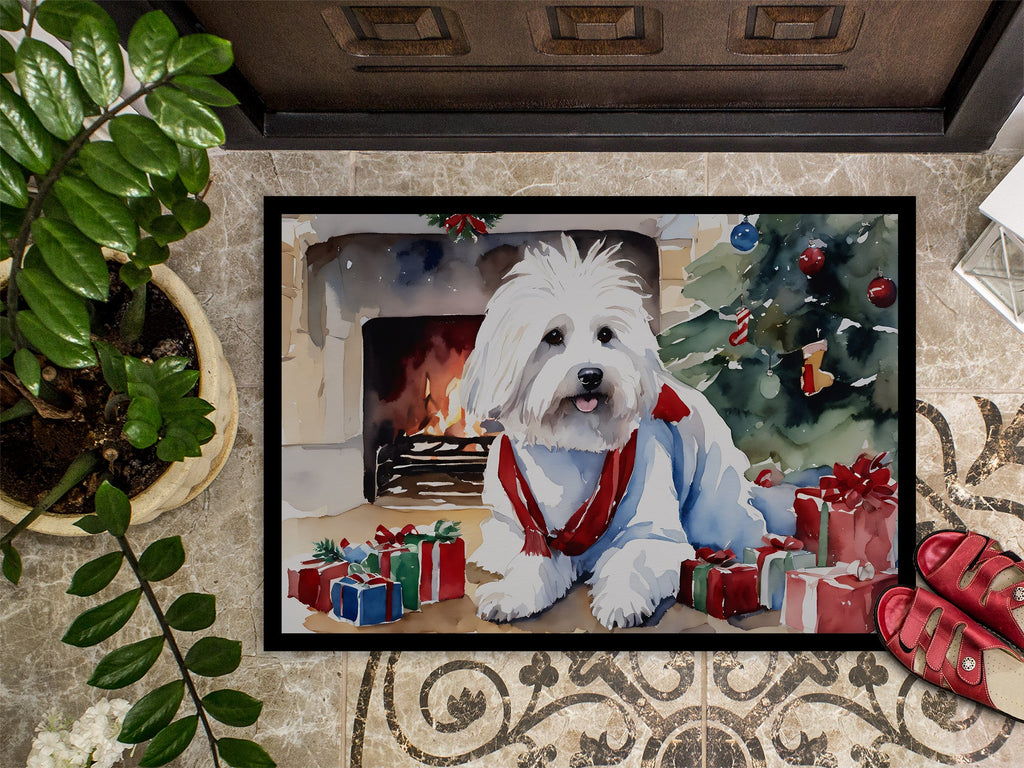 Coton De Tulear Cozy Christmas Doormat Indoor Outdoor 18H X 27W Front Door Mat Rugs for Entryway, Non Slip Washable