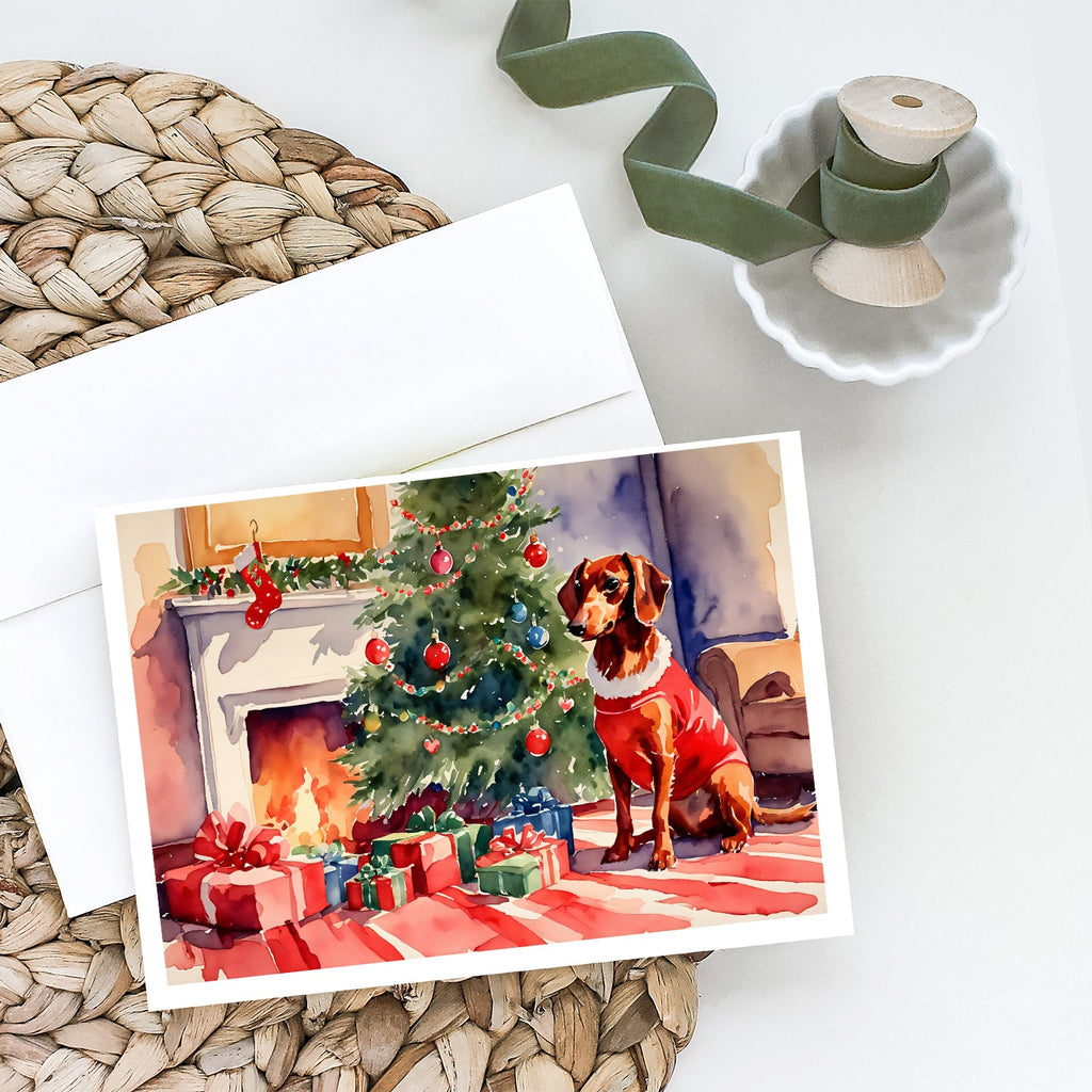 Dachshund Cozy Christmas Greeting Cards Pack of 8 Blank Cards with Envelopes Whimsical A7 Size 5x7