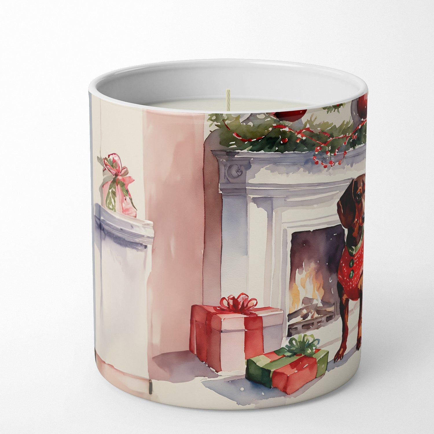 Dachshund Cozy Christmas Decorative Soy Candle Nature Soy Wax Essential Oil Home Decor Ideal for Bedroom Kitchen Bath Office Gift, 10 oz