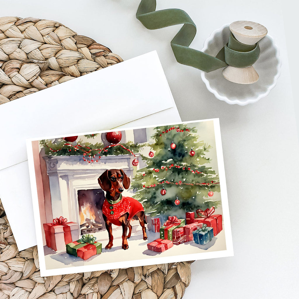 Dachshund Cozy Christmas Greeting Cards Pack of 8 Blank Cards with Envelopes Whimsical A7 Size 5x7