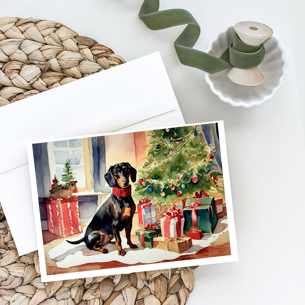 Dachshund Cozy Christmas Greeting Cards Pack of 8 Blank Cards with Envelopes Whimsical A7 Size 5x7