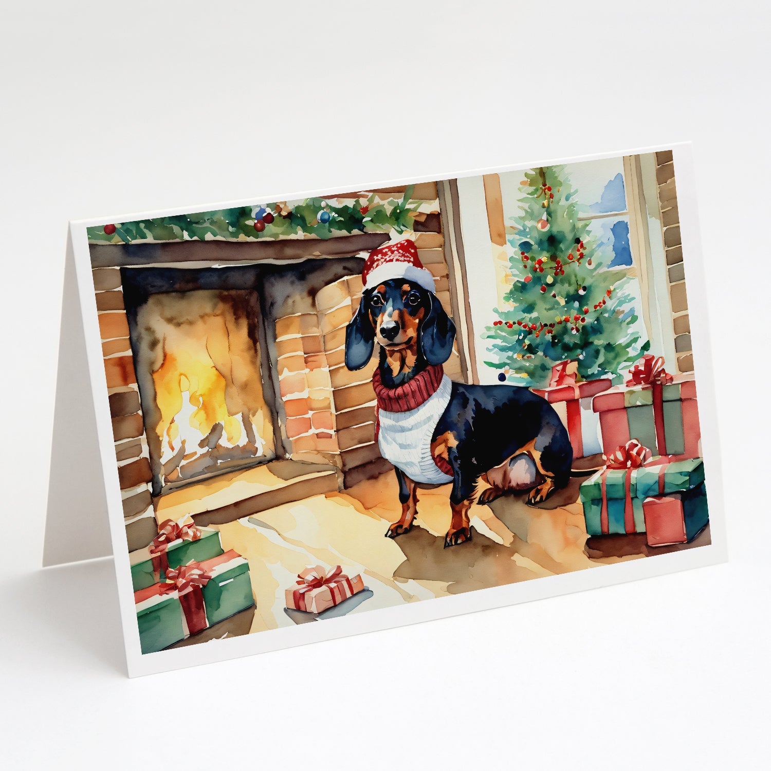 Dachshund Cozy Christmas Greeting Cards Pack of 8 Blank Cards with Envelopes Whimsical A7 Size 5x7