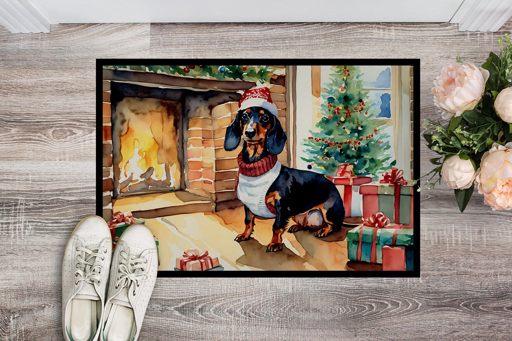 Dachshund Cozy Christmas Doormat Indoor Outdoor 24H X 36W Front Door Mat Rugs for Entryway, Non Slip Washable Low Pile,