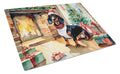 Dachshund Cozy Christmas Cutting Board Tempered Glass Kitchen Cutting Surface, Heat Resistant Chopping, Non-Slip Feet, Food Prep & Serving