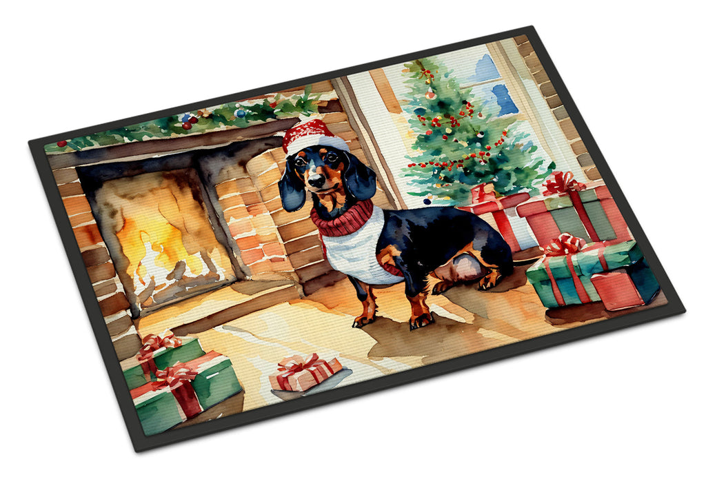 Dachshund Cozy Christmas Doormat Indoor Outdoor 18H X 27W Front Door Mat Rugs for Entryway, Non Slip Washable