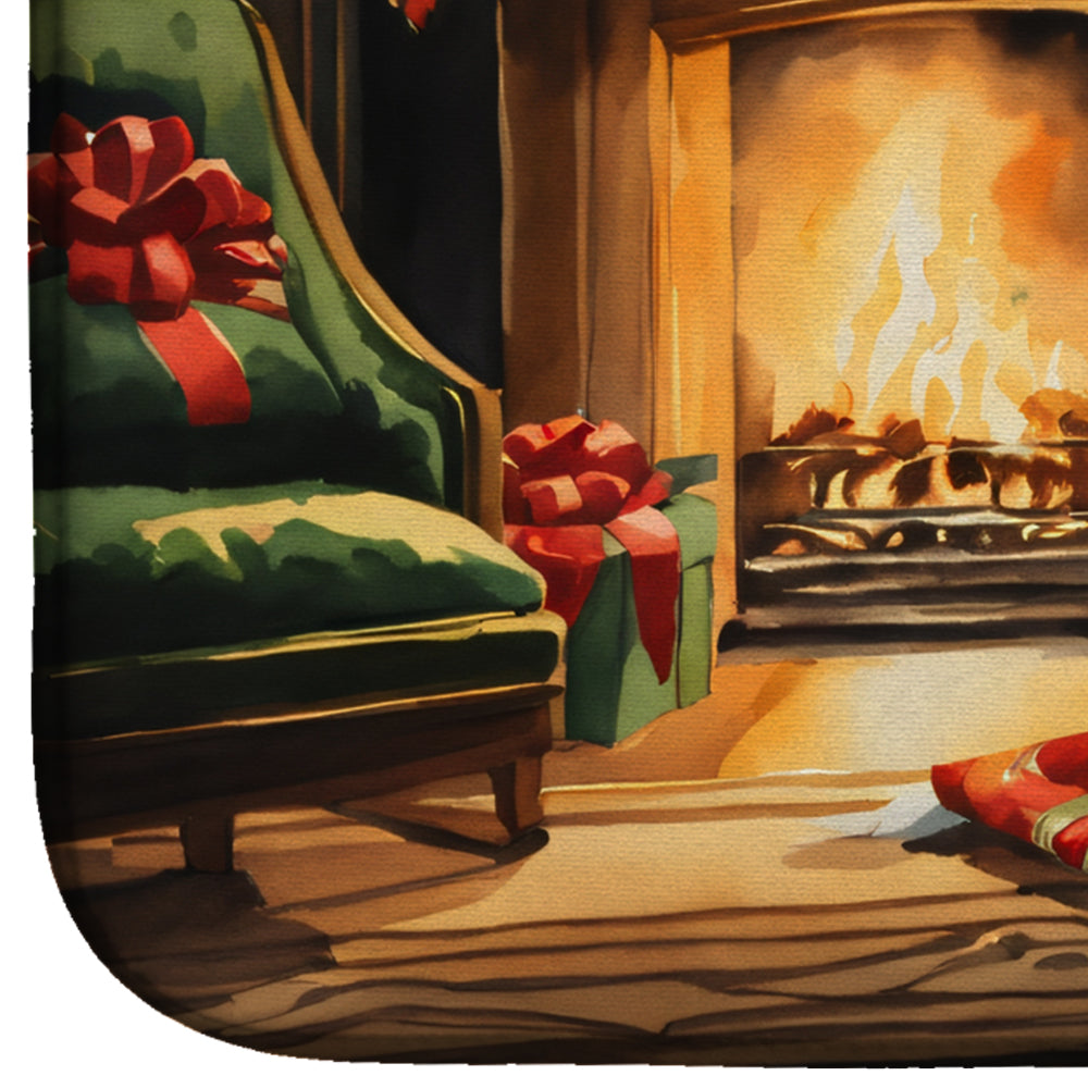 Dalmatian Cozy Christmas Dish Drying Mat Absorbent Dish Drying Mat Pad for Kitchen Counter Dish Drainer Mat for Countertop, 14 x 21", Multicolor
