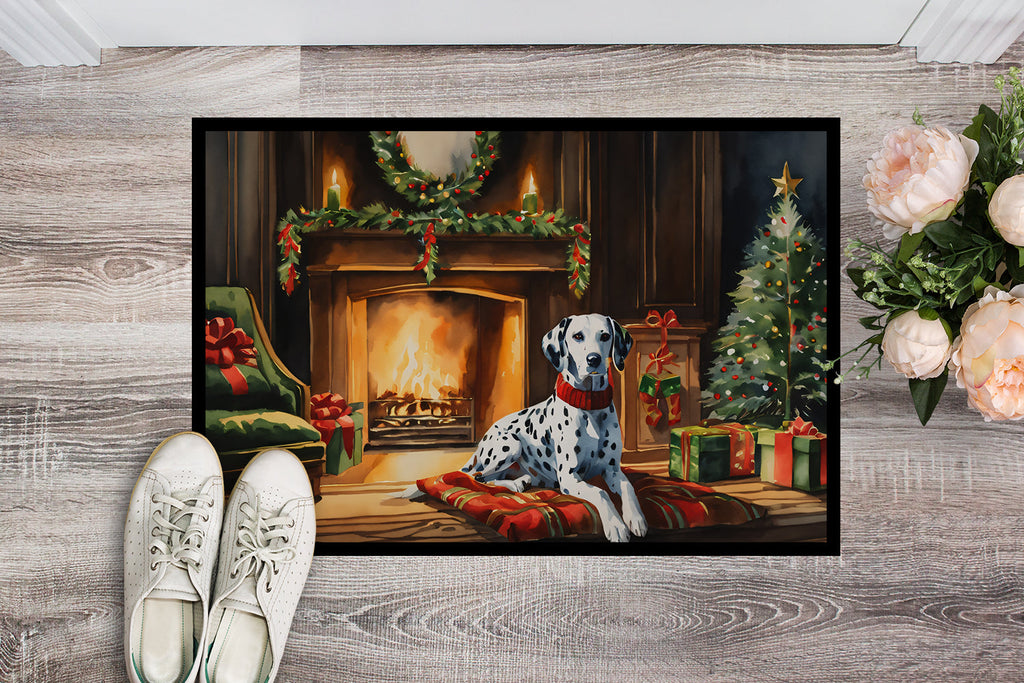Dalmatian Cozy Christmas Doormat Indoor Outdoor 18H X 27W Front Door Mat Rugs for Entryway, Non Slip Washable