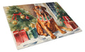 Dogue de Bordeaux Cozy Christmas Cutting Board Tempered Glass Kitchen Cutting Surface, Heat Resistant Chopping, Non-Slip Feet, Food Prep & Serving