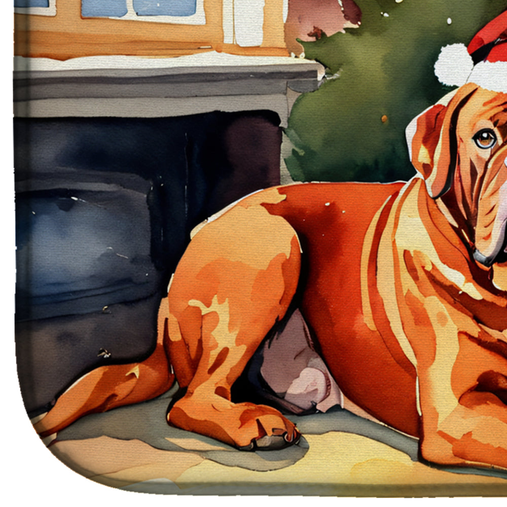 Dogue de Bordeaux Cozy Christmas Dish Drying Mat Absorbent Dish Drying Mat Pad for Kitchen Counter Dish Drainer Mat for Countertop, 14 x 21", Multicolor