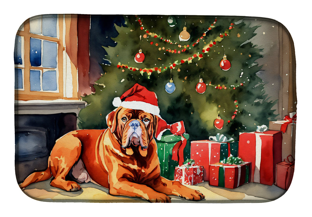 Dogue de Bordeaux Cozy Christmas Dish Drying Mat Absorbent Dish Drying Mat Pad for Kitchen Counter Dish Drainer Mat for Countertop, 14 x 21", Multicolor