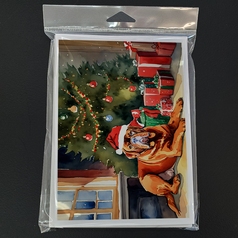 Dogue de Bordeaux Cozy Christmas Greeting Cards Pack of 8 Blank Cards with Envelopes Whimsical A7 Size 5x7