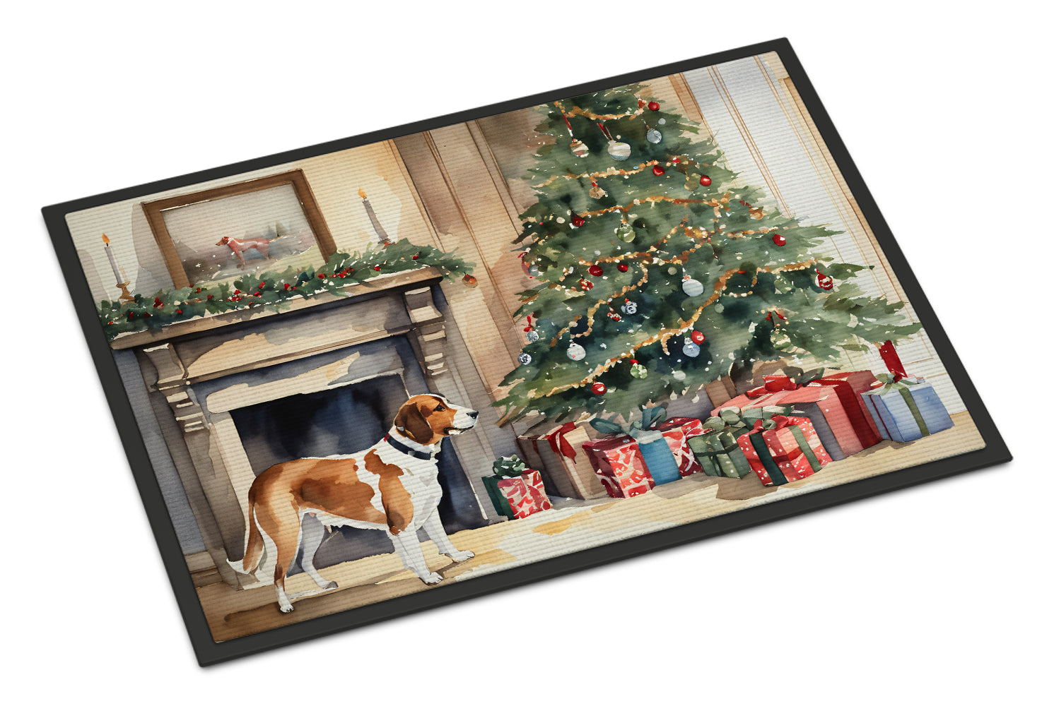 English Foxhound Cozy Christmas Doormat Indoor Outdoor 24H X 36W Front Door Mat Rugs for Entryway, Non Slip Washable Low Pile,