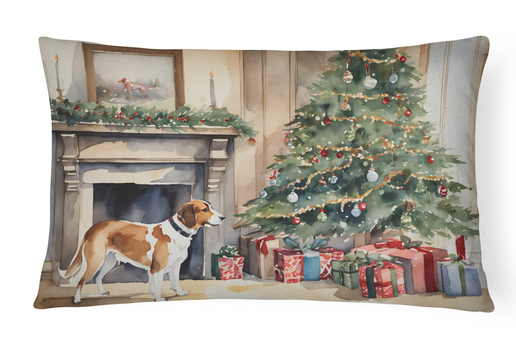 English Foxhound Cozy Christmas Decorative Throw Pillow 12x16 Indoor Outdoor Accent Cushion, Fabric Cover with Insert for Sofa, Bed, Porch & Living Room
