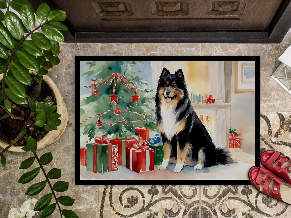 Finnish Lapphund Cozy Christmas Doormat Indoor Outdoor 24H X 36W Front Door Mat Rugs for Entryway, Non Slip Washable Low Pile,