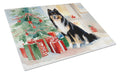 Finnish Lapphund Cozy Christmas Cutting Board Tempered Glass Kitchen Cutting Surface, Heat Resistant Chopping, Non-Slip Feet, Food Prep & Serving
