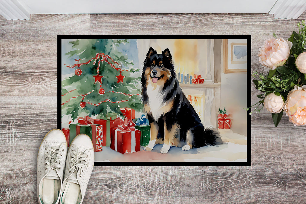 Finnish Lapphund Cozy Christmas Doormat Indoor Outdoor 18H X 27W Front Door Mat Rugs for Entryway, Non Slip Washable