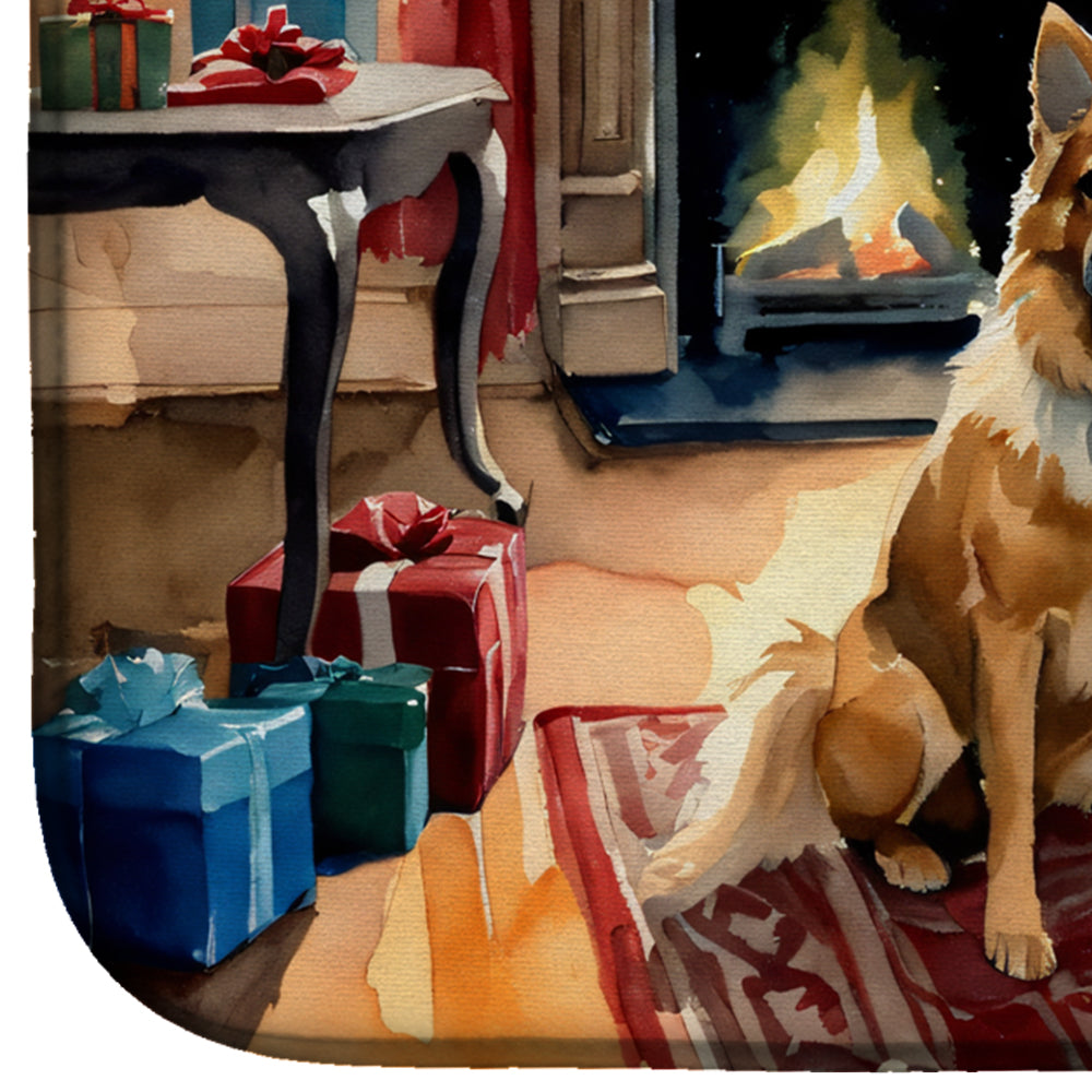 Finnish Spitz Cozy Christmas Dish Drying Mat Absorbent Dish Drying Mat Pad for Kitchen Counter Dish Drainer Mat for Countertop, 14 x 21", Multicolor