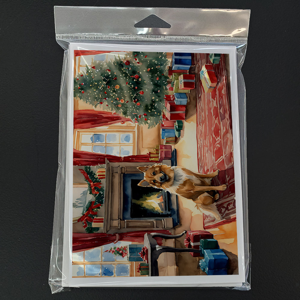 Finnish Spitz Cozy Christmas Greeting Cards Pack of 8 Blank Cards with Envelopes Whimsical A7 Size 5x7