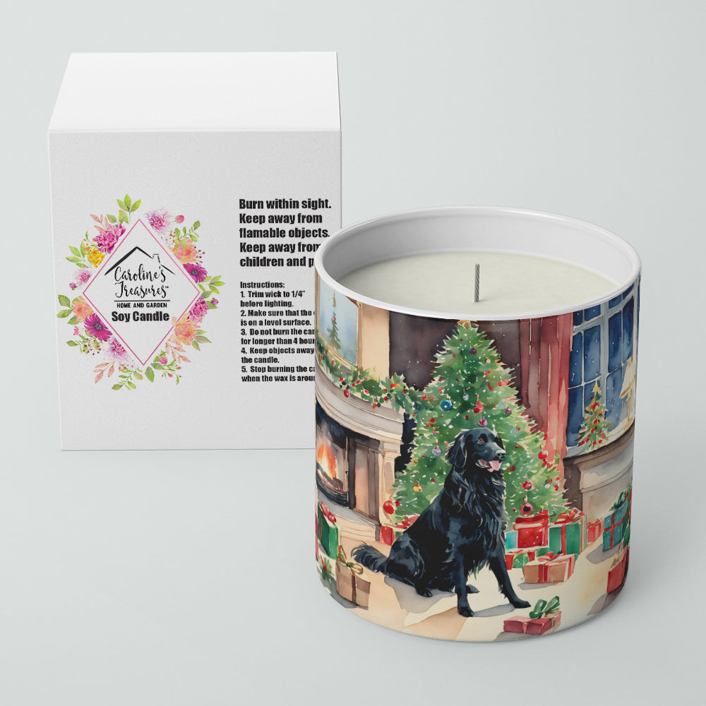 Flat-Coated Retriever Cozy Christmas Decorative Soy Candle Nature Soy Wax Essential Oil Home Decor Ideal for Bedroom Kitchen Bath Office Gift, 10 oz