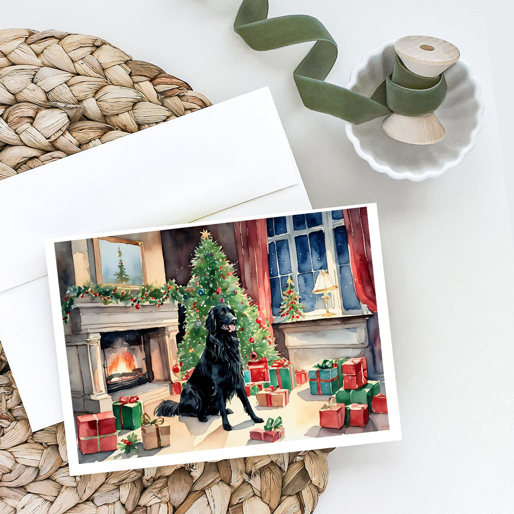 Flat-Coated Retriever Cozy Christmas Greeting Cards Pack of 8 Blank Cards with Envelopes Whimsical A7 Size 5x7