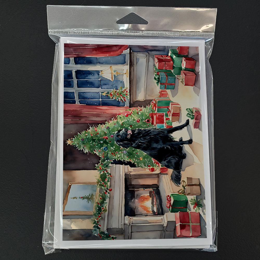 Flat-Coated Retriever Cozy Christmas Greeting Cards Pack of 8 Blank Cards with Envelopes Whimsical A7 Size 5x7