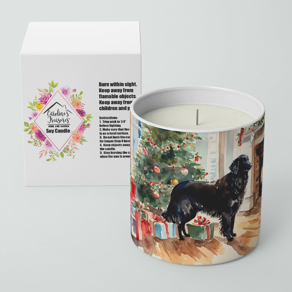Flat-Coated Retriever Cozy Christmas Decorative Soy Candle Nature Soy Wax Essential Oil Home Decor Ideal for Bedroom Kitchen Bath Office Gift, 10 oz