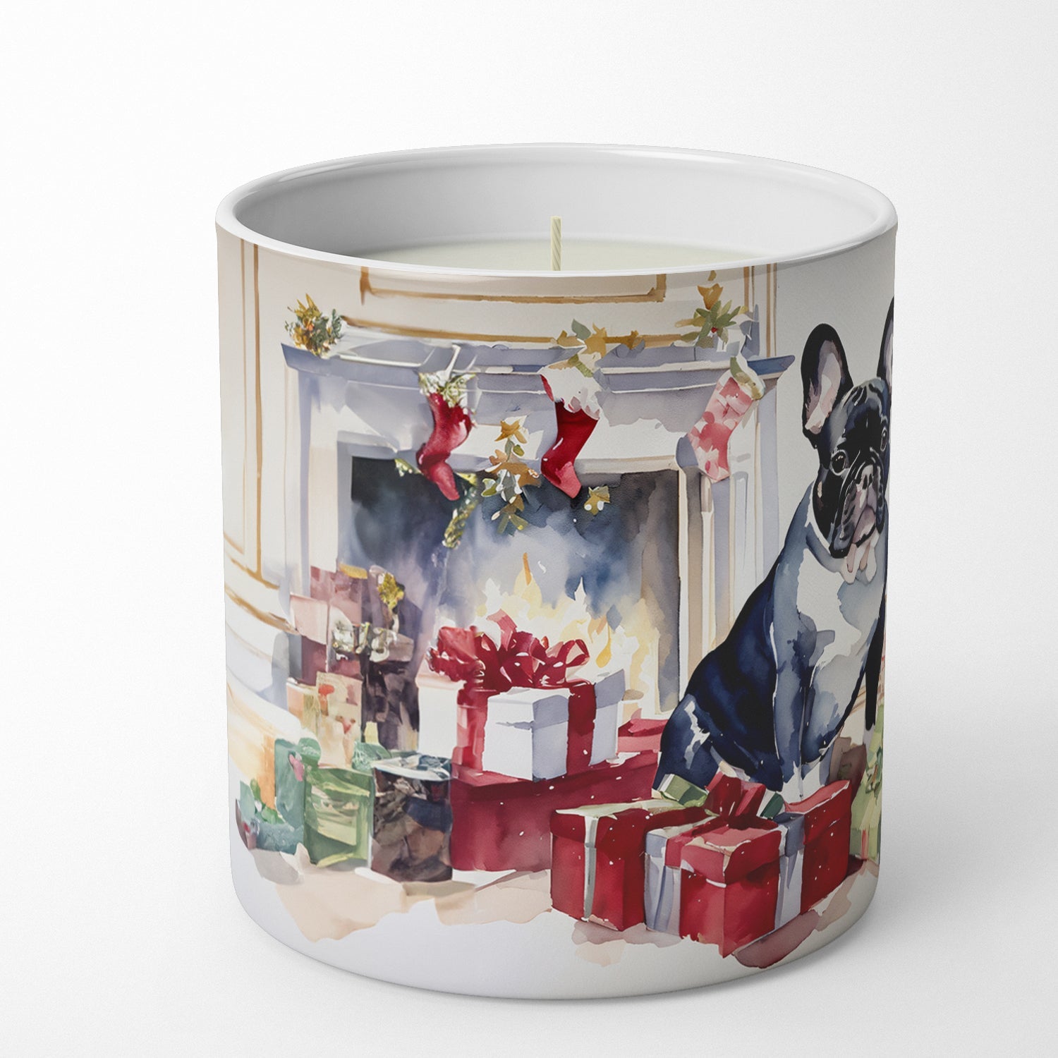 French Bulldog Cozy Christmas Decorative Soy Candle Nature Soy Wax Essential Oil Home Decor Ideal for Bedroom Kitchen Bath Office Gift, 10 oz