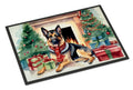 German Shepherd Cozy Christmas Doormat Indoor Outdoor 18H X 27W Front Door Mat Rugs for Entryway, Non Slip Washable
