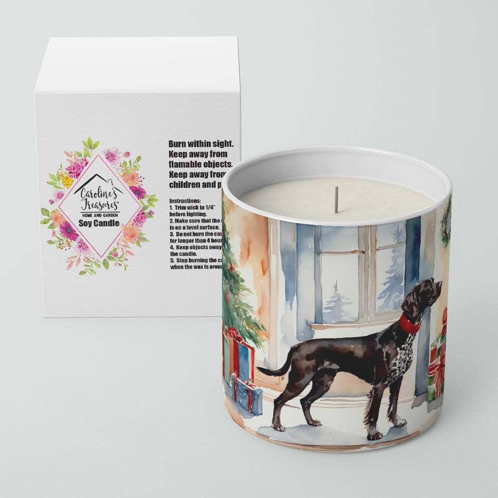 German Shorthaired Pointer Cozy Christmas Decorative Soy Candle Nature Soy Wax Essential Oil Home Decor Ideal for Bedroom Kitchen Bath Office Gift, 10 oz