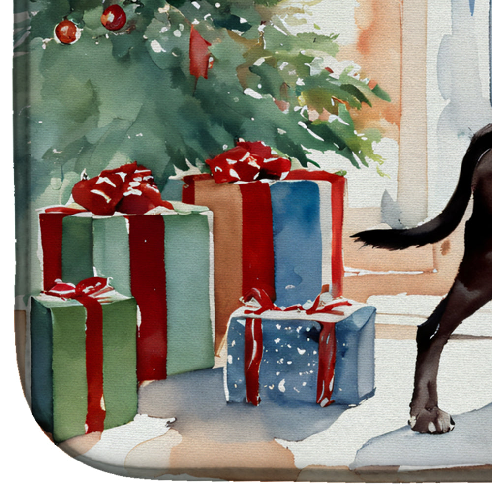 German Shorthaired Pointer Cozy Christmas Dish Drying Mat Absorbent Dish Drying Mat Pad for Kitchen Counter Dish Drainer Mat for Countertop, 14 x 21", Multicolor